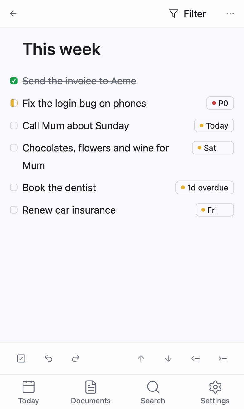The same list on a phone.